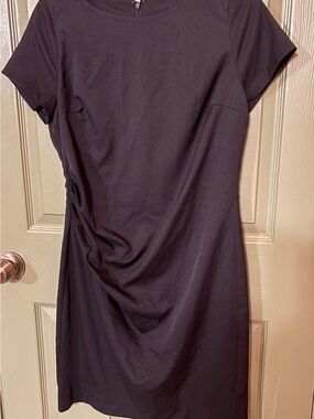 Merona Black Short-Sleeve Mini Dress with Side Drape